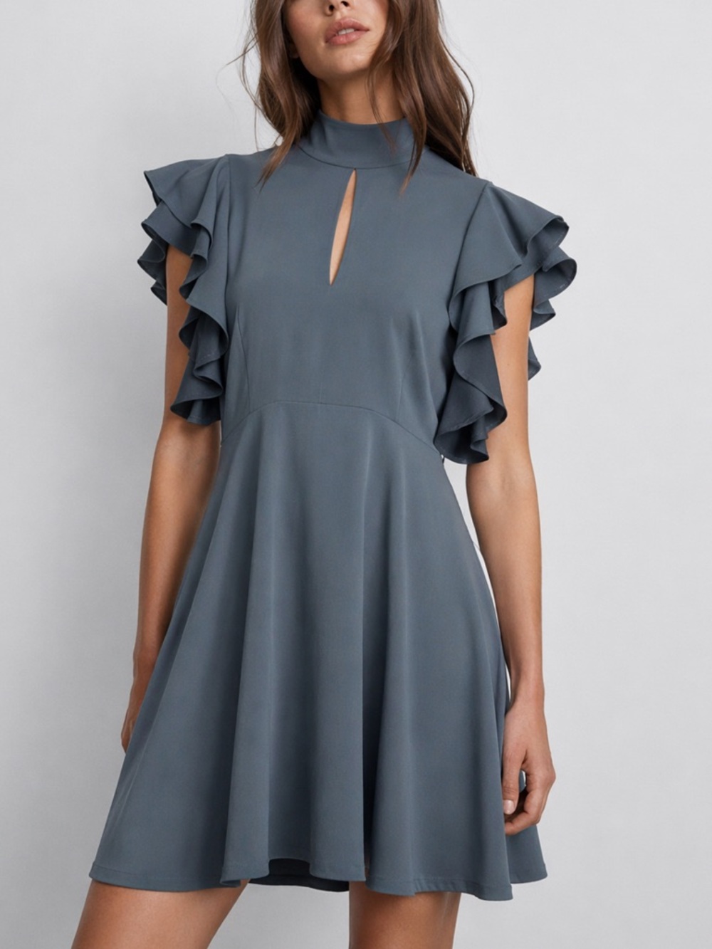 Cinq a Sept Reiko Flutter Sleeve Dress in Blue